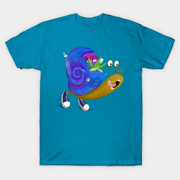 Snail car T-Shirt by ruta13art